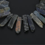 Natural Flash Labradorite Slice Beads Pendants Necklace