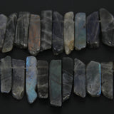 Natural Flash Labradorite Slice Beads Pendants Necklace