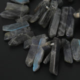 Natural Flash Labradorite Slice Beads Pendants Necklace