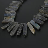 Natural Flash Labradorite Slice Beads Pendants Necklace