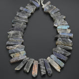 Natural Flash Labradorite Slice Beads Pendants Necklace