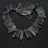 Natural Flash Labradorite Slice Beads Pendants Necklace