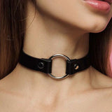 Sexy Punk PU Leather Round Collar Choker Gothic Woman Charm Jewelry
