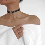 Sexy Punk PU Leather Round Collar Choker Gothic Woman Charm Jewelry