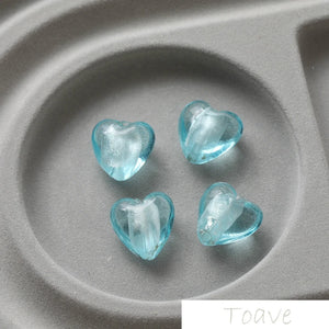 10pcs Peach Heart Retro Glass Bead diy Beaded Bracelet Necklace Accessories