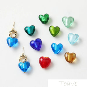 10pcs Peach Heart Retro Glass Bead diy Beaded Bracelet Necklace Accessories