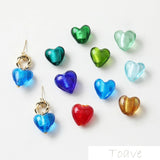 10pcs Peach Heart Retro Glass Bead diy Beaded Bracelet Necklace Accessories