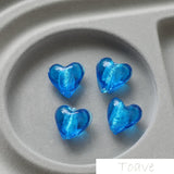 10pcs Peach Heart Retro Glass Bead diy Beaded Bracelet Necklace Accessories