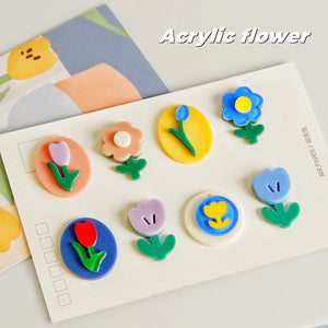 Flower Acrylic Contrast Stitching DIY Earrings Material