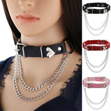 Gothic Punk Leather Love Chain Necklace