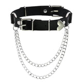 Gothic Punk Leather Love Chain Necklace