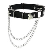 Gothic Punk Leather Love Chain Necklace