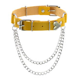 Gothic Punk Leather Love Chain Necklace
