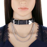 Gothic Punk Leather Love Chain Necklace