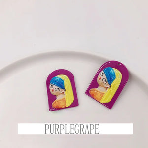 Micro-embossed famous painting DIY earring material key chain pendant