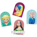 Micro-embossed famous painting DIY earring material key chain pendant