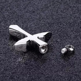 Angel Wings Cross Memorial Necklace Stainless Steel Urn Pendant