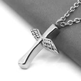 Angel Wings Cross Memorial Necklace Stainless Steel Urn Pendant