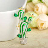 Cactus Plant Flower Brooch Cubic Zircon Wedding Jewelry Hijab Pins