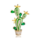Cactus Plant Flower Brooch Cubic Zircon Wedding Jewelry Hijab Pins