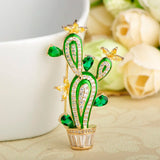 Cactus Plant Flower Brooch Cubic Zircon Wedding Jewelry Hijab Pins