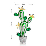 Cactus Plant Flower Brooch Cubic Zircon Wedding Jewelry Hijab Pins