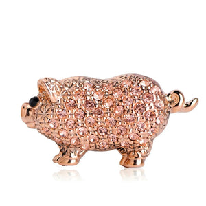 Crystal Pig Shape Alloy Brooch for Women Kids Lapel Pin