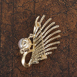 CZ Copper Brooch Wing Shape Corsage Pin