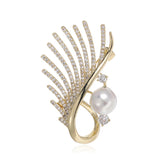 CZ Copper Brooch Wing Shape Corsage Pin