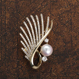 CZ Copper Brooch Wing Shape Corsage Pin
