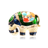 Enamel Elephant Shape Crystal Brooch
