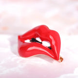 Red Lip Enamel Brooches Jewelry Women Men Party Banquet Daily Alloy Pins