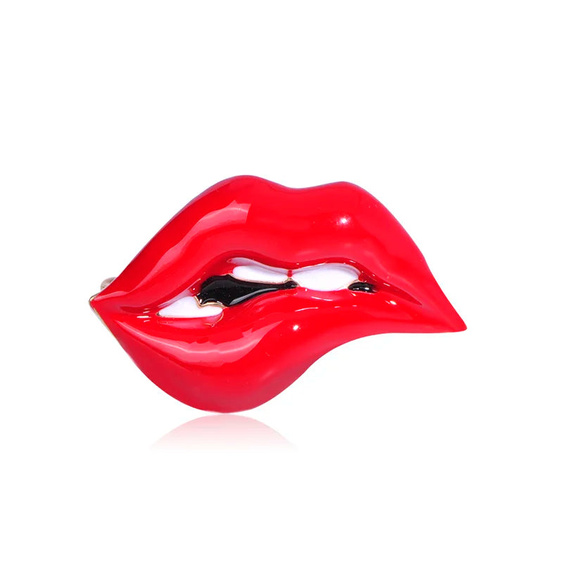 Red Lip Enamel Brooches Jewelry Women Men Party Banquet Daily Alloy Pins