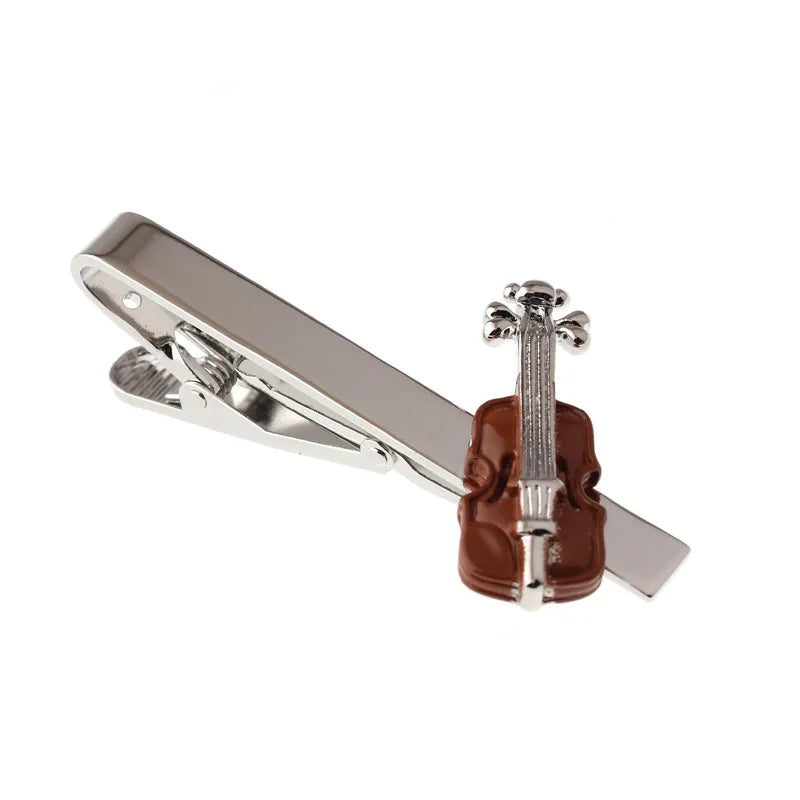 Brown Violin Tie Clip Personalized Casual Men's Dress Accessories