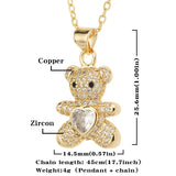 Funny Cartoon Small Bears Pendant Red/White/Black CZ Love Heart Bear Animal Neck