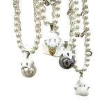 Cartoon Ghost Pendant Necklace Sweet Heart Charms Beaded Choker Y2k Jewelry