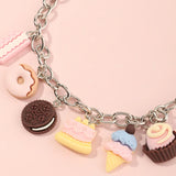 Cookie Ice Cream Donuts Bear Pendant Bracelet for Girls Kids