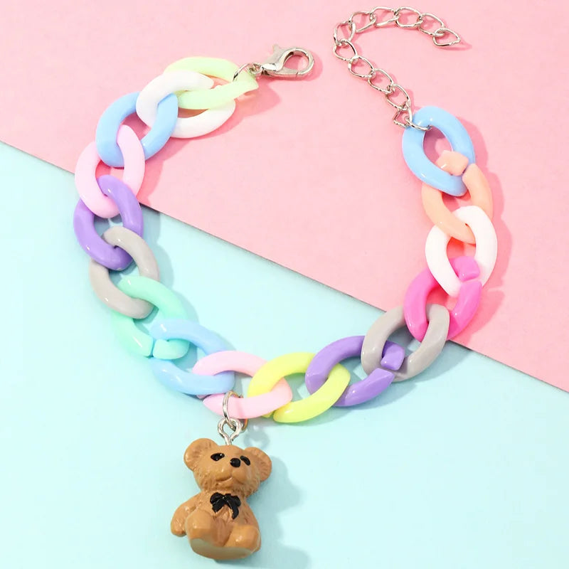 Cookie Ice Cream Donuts Bear Pendant Bracelet for Girls Kids