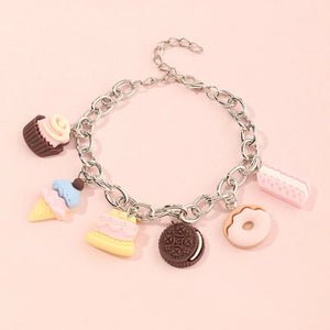 Cookie Ice Cream Donuts Bear Pendant Bracelet for Girls Kids