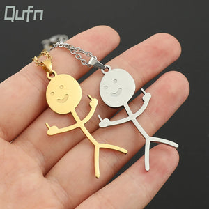 Funny Doodle Necklace Finger Middle Clavicle Jewelry Chain
