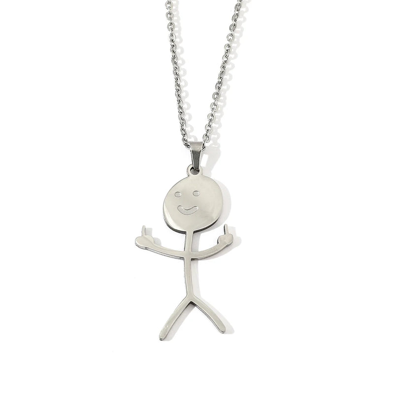 Funny Doodle Necklace Finger Middle Clavicle Jewelry Chain