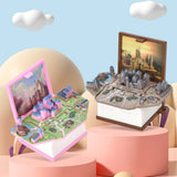 Funny Folding Book 3D Keyring Birthday Gift Dinosaur Castle