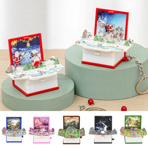 Funny Folding Book 3D Keyring Birthday Gift Dinosaur Castle