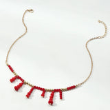 Funny Halloween Blood Drop Necklace Red Rice Pearl Pendant