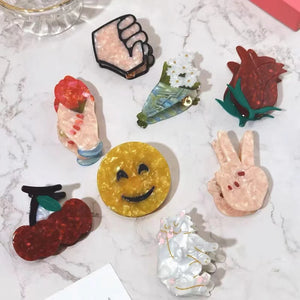 Funny Hand Gestures Hairpin Smiley Face Hair Claws