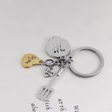 Funny Key Holder Cook Mom Keychain, I Love You Mom Heart Pendant Charm Key Ring