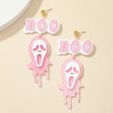 Funny Acrylic BOO Earrings for Women Fluorescent Powder Ghost Halloween Jewelry