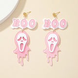 Funny Acrylic BOO Earrings for Women Fluorescent Powder Ghost Halloween Jewelry