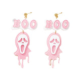 Funny Acrylic BOO Earrings for Women Fluorescent Powder Ghost Halloween Jewelry
