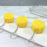 Funny PVC Corn Keychain Food Pendant Vegetable Charms Sweet Maize Fruit